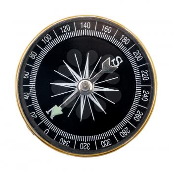 black compass with a metal arrow, isolated