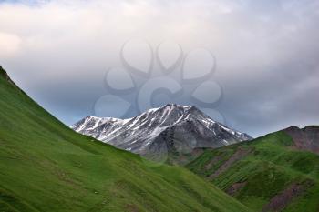 Peaks and slopes of the Caucasus Mountains in Georgia