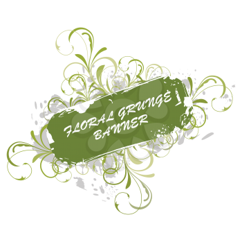 Royalty Free Clipart Image of a Floral Grunge Banner