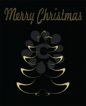 Royalty Free Clipart Image of a Gold Christmas Tree