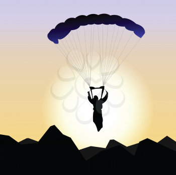 Royalty Free Clipart Image of a Parachutist 