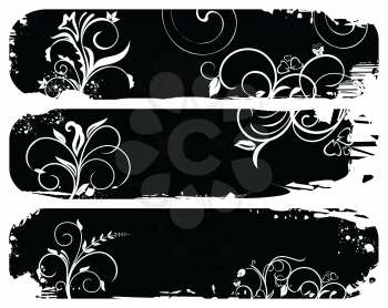 Royalty Free Clipart Image of a Set of Grungy Floral Banners
