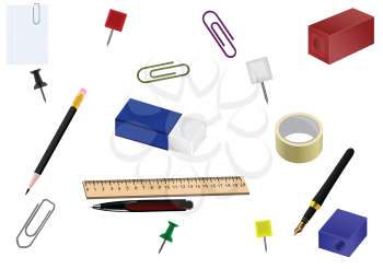 Royalty Free Clipart Image of a Set of Office Supplies