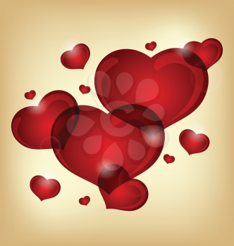 Illustration set of valentine hearts - vector