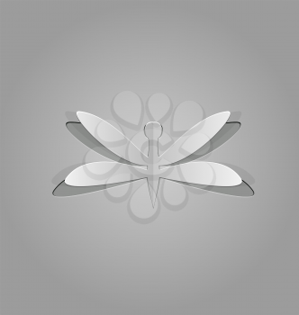 Illustration of dragonfly cut from paper - vector
