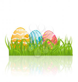 Illustration Easter background with paschal ornamental eggs  - vector