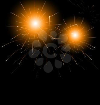 Illustration Christmas dark background with fireworks - vector