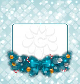 Illustration celebration card with Christmas decoration - vector