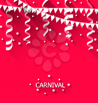Illustration holiday background with hanging pennants for carnival party in trendy flat style - vector