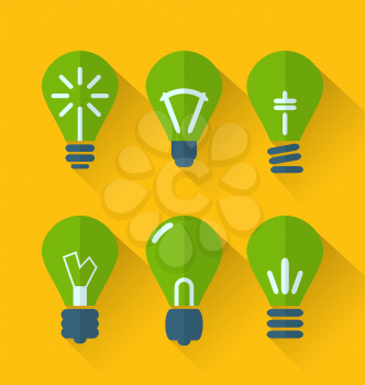 Illustration icon set process of generating ideas to solve problems, birth of the brilliant ideas - vector