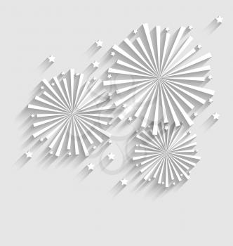 Illustration Firework for Holiday Celebration Events, Flat Style Long Shadow - Vector