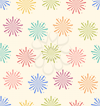 Illustration Seamless Pattern Colorful Firework for Holiday Celebration Events - Vector