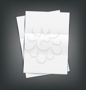 Illustration Two Empty Paper Sheet with Shadows, on gray background - vector