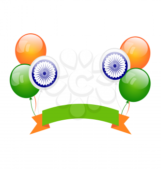 Illustration Colorfool Balloons in Traditional Tricolor of Indian Flag for Independence Day - Vector