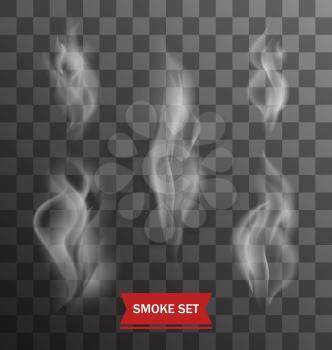 Illustration Set of Transparent Smokes on a Plaid Background - Vector