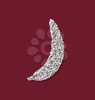 Symbol year monkey banana red backdrop made from white hoarfrost particles - vector
