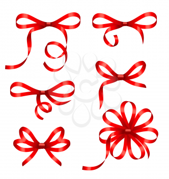 Illustration Collection Red Gift Bows Isolated on White Background - Vector