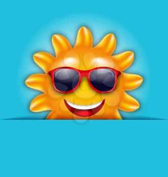 Illustration Cool Summer Sun in Sunglasses, Beautiful Card - Vector 