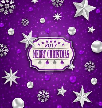 Illustration Holiday Silver Starry Background with Best Wishes - Vector