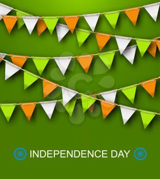Greeting Background for Independence Day of India with Hanging Bunting - Illustration Vector