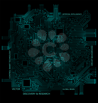 High Tech Circuit Board, Technology Computer Background - Illustration Vector
