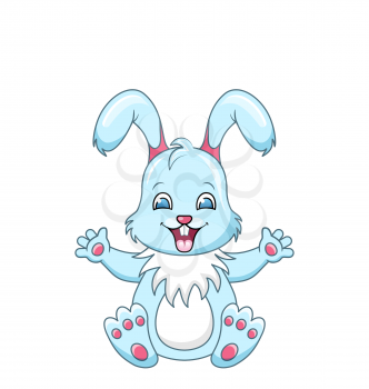 Cute Rabbit Cartoon Boy, Happy Bunny Isolated on White Background - Illustration Vector