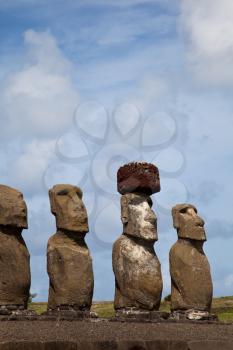Easter Island Statues under blue sky