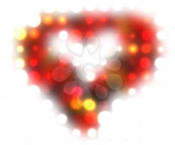 Duality of feelings - heart symbol made of blurred spots of light