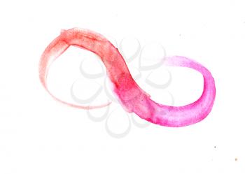 eternity sign in red pink macro blotch on white background