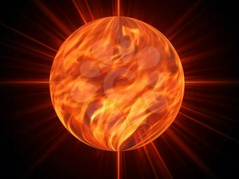 sun burning - surface solar explosion illustration