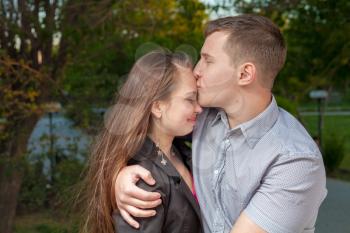Young couple in love. Kissing