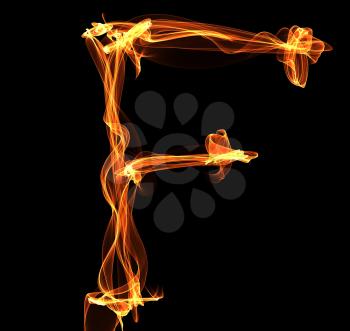 Royalty Free Clipart Image of a Letter F in Fire