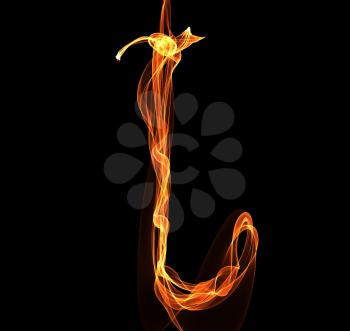 Royalty Free Clipart Image of a Letter J in Fire
