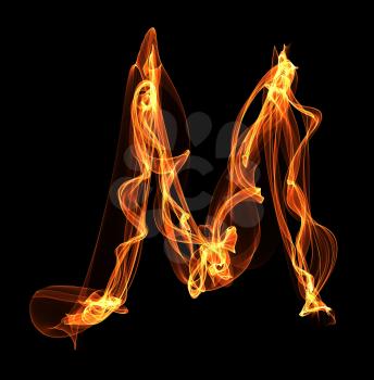 Royalty Free Clipart Image of a Letter M in Fire