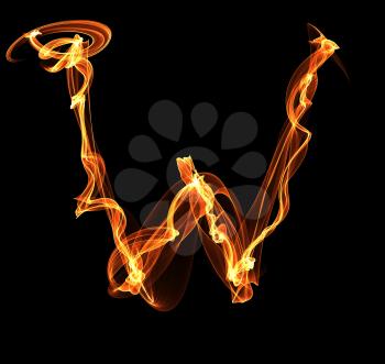 Royalty Free Clipart Image of a Letter W in Fire