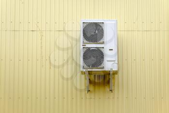 Industrial Cooling System on the metal wall and a lot of copyspace