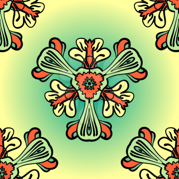 Seamless background made of stylized flowers with gradient. Decorative vintage wallpaper