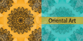 Invitation Cover Based on Oriental Art Print. Yoga Ornament, kaleidoscopic floral  yantra. Seamless ornament lace. Oriental vector pattern. Islamic,Arabic, Indian, Turkish, Pakistan, Chinese, Asian, M
