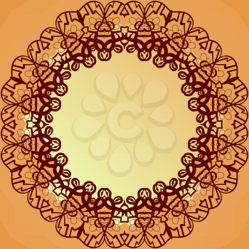 Ornamental round lace frame for text, blank banner vector artwork