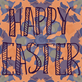 PrintHappy Easter Letters Print on Ornamental flower Background.