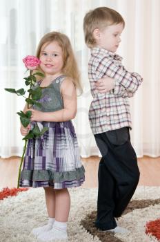 Royalty Free Photo of a Little Boy and Girl