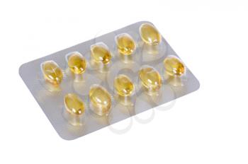  yellow drugs isolated on white background