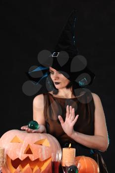 Royalty Free Photo of a Woman Dressed as a Witch