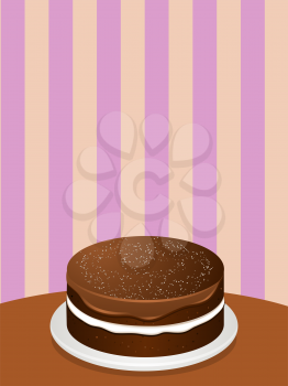 Royalty Free Clipart Image of a Chocolate Cake on a Serving Plate