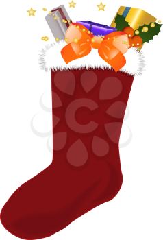 Royalty Free Clipart Image of a Christmas Stocking Full of Presents