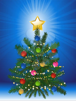 Royalty Free Clipart Image of a Decorated Christmas Tree