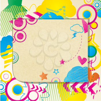 Royalty Free Clipart Image of a Colorful Doodled Note