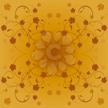 Royalty Free Clipart Image of a Floral Pattern on a Brown Background