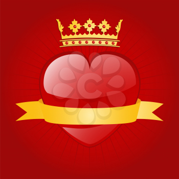 Royalty Free Clipart Image of a Heart With a Crown Background