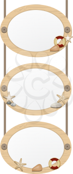 Royalty Free Clipart Image of Wooden Nautical Picture Frames